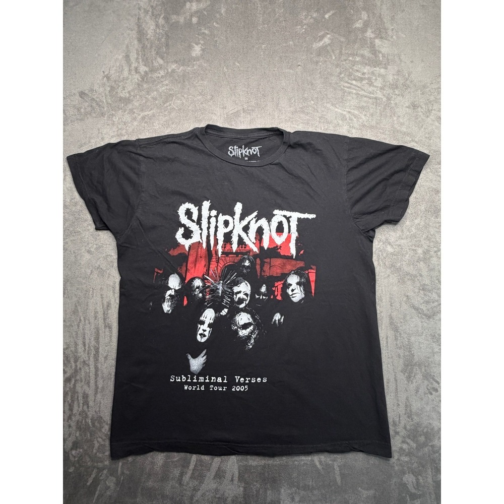 Slipknot T-Shirt Mens Medium Black Subliminal Verses World Tour 2005 Graphic Tee